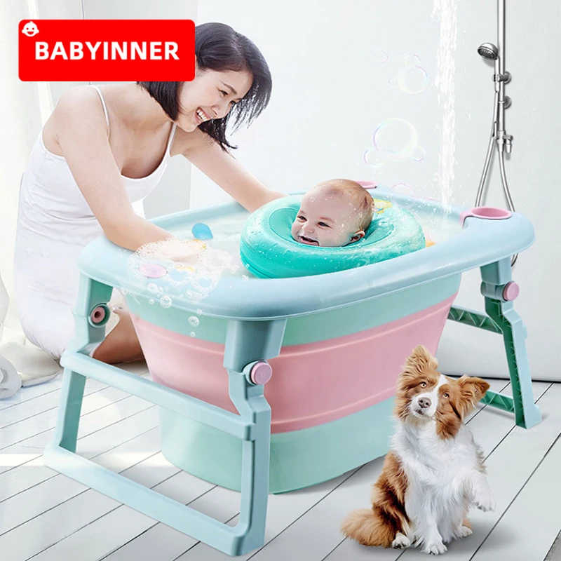 Babyinner Baby Bathtub Folding Portable Bath Barrel Infants Supplies
