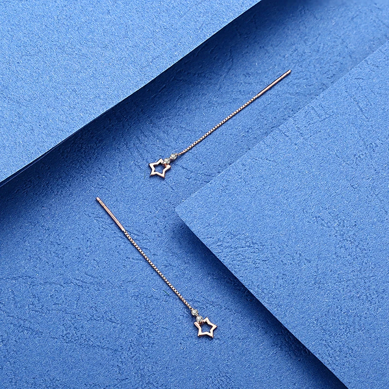 Серьги-цепочки с натуральными бриллиантами для женщин, 18k розовое золото, серьги для помолвки, свадебные серьги, уникальные ювелирные изделия