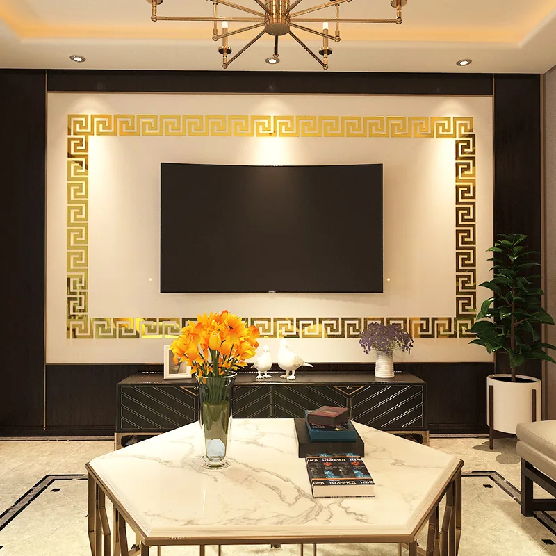 거실용 미로 허리 라인 아크릴 거울 벽 스티커, DIY 프레임, 침실 욕실 유리 스티커, 홈 장식, 100 개 