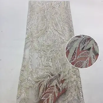 

glued glitter tulle mesh fabric CiCi-38.8811 glued glitter sequins lace fabric with beads for party dress