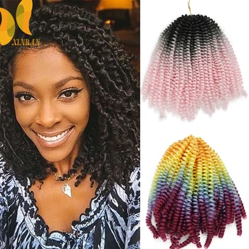 

XINRAN Spring Twist Crochet Fluffy Hair Extensions Synthetic Crochet Braids Black Brown Ombre Braiding Hair
