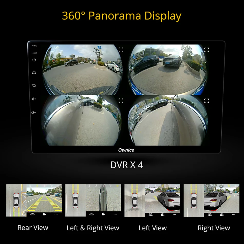 Ownice K5 2 Din Универсальный Android 360 панорамный бесшовный 4-канальный видеорегистратор AHD камера Автомобильная Радио DVD gps навигация головное устройство с DSP