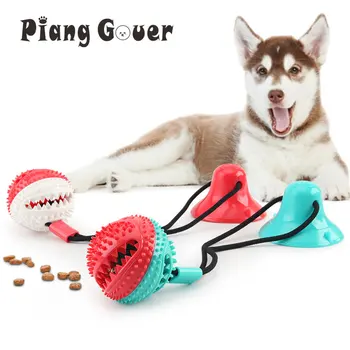 

Pet Dog Toys With Suction Cup Dogs Push Ball Pet Tooth Clean Tooth Leakage Food Toys Puppy Chew Bite Pet Toy