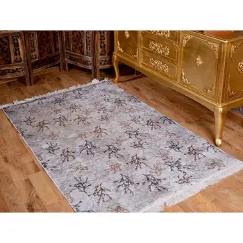 

Latex Anti-Slip Soles Digital Print Velvet Carpet Sheet Gray 80x150 cm