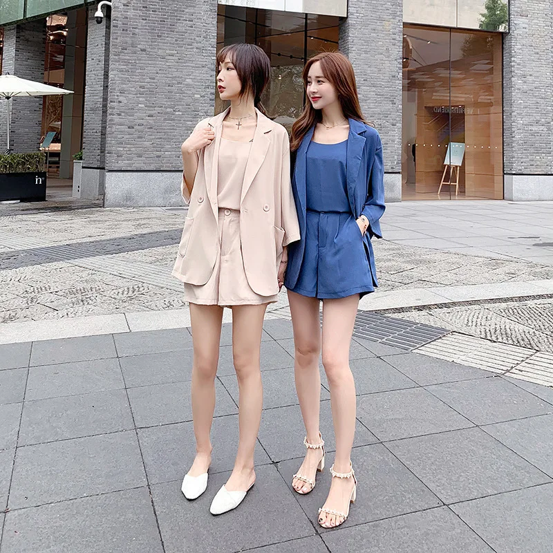 

Chiffon Suit Shorts Two-Piece Set Women's Korean-style Students Immortal Online Celebrity Best Friend-Western Style by Age Three