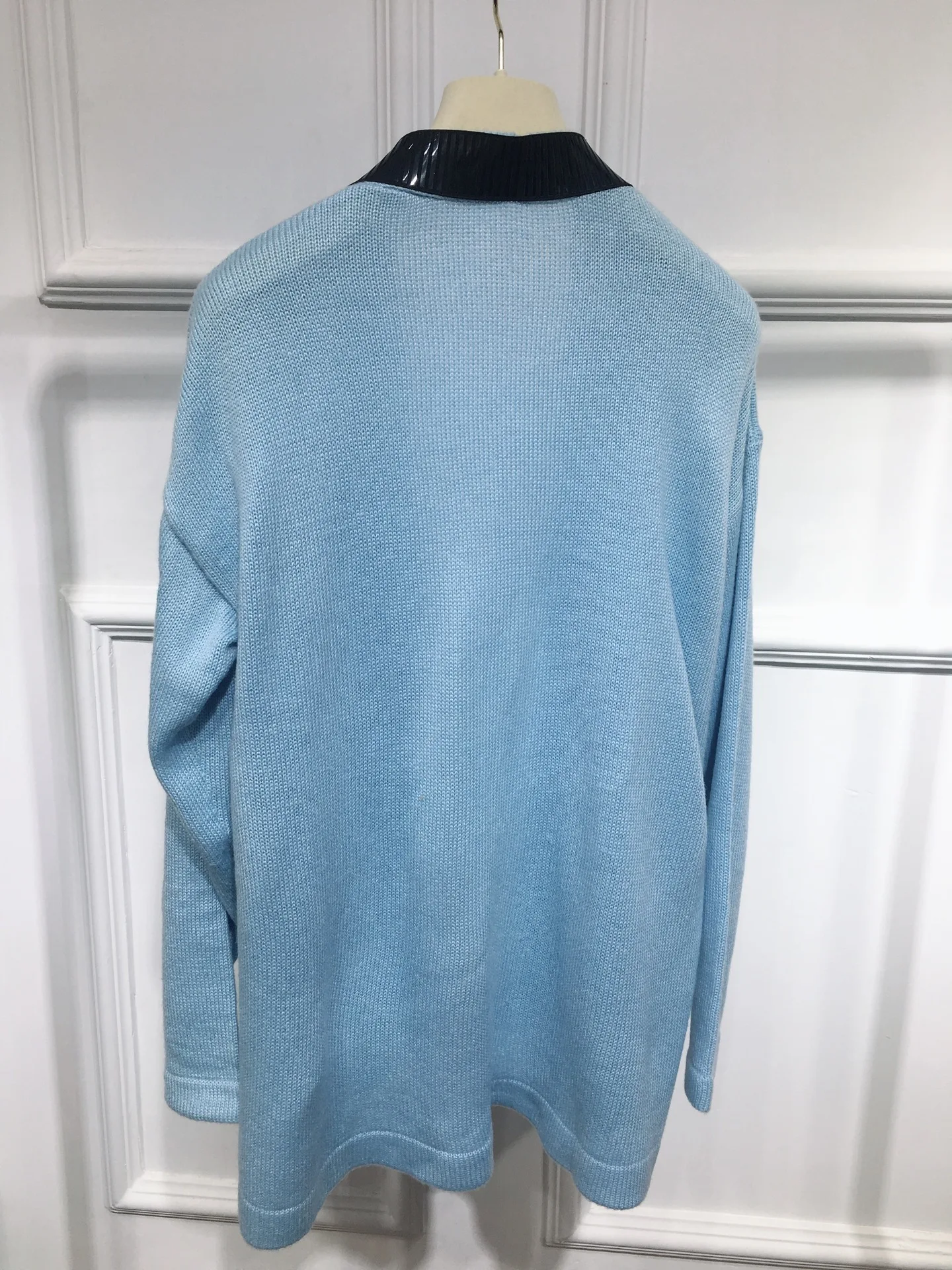 SHENGPALAE Новое поступление осень зима длинный рукав синий вязаный кардиган V воротник свободный, в Корейском стиле женский свитер FT553