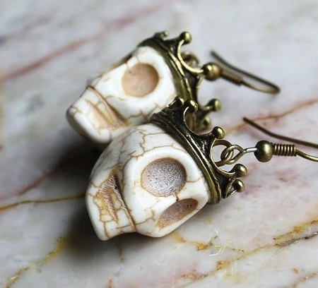 Gothic Vintage Crowned Skull Earrings goth Cosplay Biker Rocker Halloween Dangle Cute Gift 2021 Fashion Women Delicacy NEW Witch