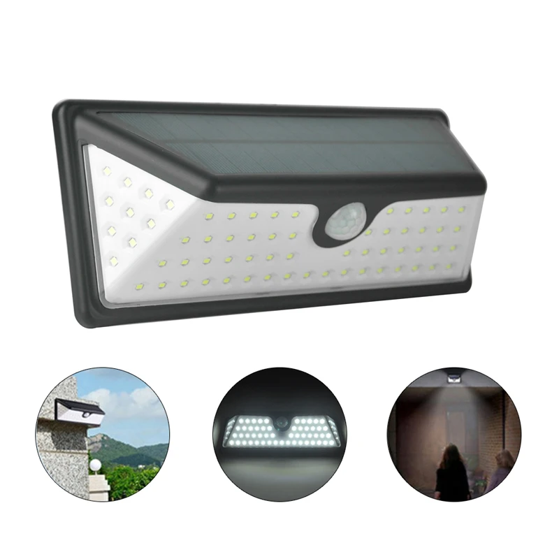 

BORUiT 73LED Solar Sensor Wall Lamp Three-sided Luminous Outdoor Lawn Light with USB Charging IP65 Waterproof Garden Lantern