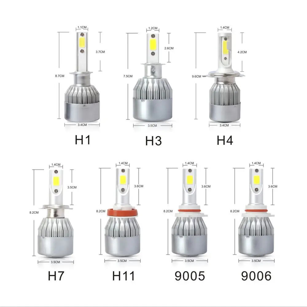 H1 H3 H4 H7 H8/9/11 лет H13 9004 9005 9006 9007 9012 880 881 COB 30000LM 6500K Автомобильная фара из 2 предметов светодиодный свет фар