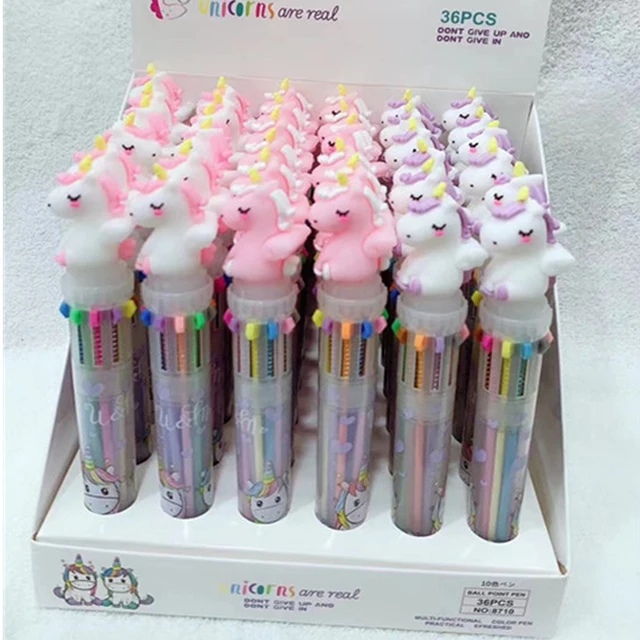 Cute Unicorn Power 10 Colors Chunky Ballpoint Pen Kawaii Rollerball Pen School Office Supply Gift Stationery Papelaria Escolar 07 Random Design