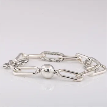

Euro Fashion 100% 925 jewelry Snake Chain charm ME link Bracelet women bracelets Gift DIY