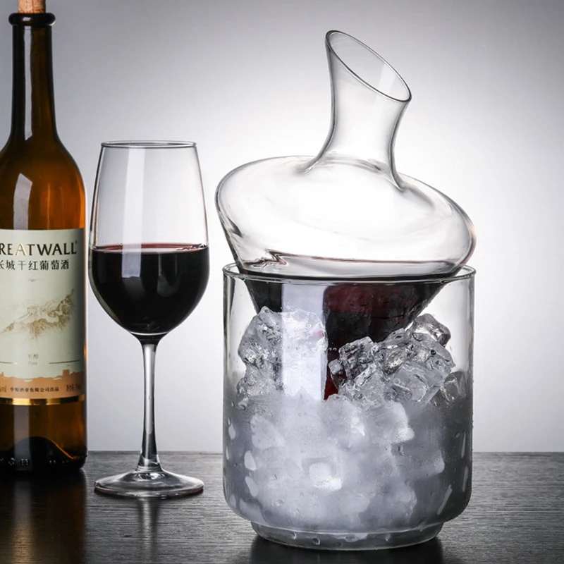 Glass Wine Decanter Creative Ice Bucket Ice Jug Wine Set Home Bar Supplies Whiskey Bottle Decanter Jug Pourer Aerator