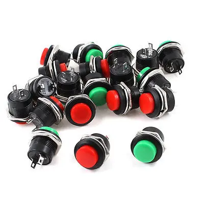

20Pcs AC125V 3A AC250V 1.5A SPST 2 Pins Green Red Momentary Pushbutton Switch