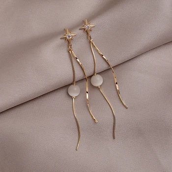 

Flower long fringed ladies earrings 2020 new wave pendant temperament Korean version of the retro personality elegant earrings