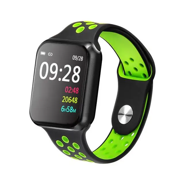 Полный экран сенсорный F9 Смарт часы для женщин и мужчин водонепроницаемый сердечного ритма кровяное давление Smartwatch для IOS Android телефон pk S226 P68 - Цвет: black green