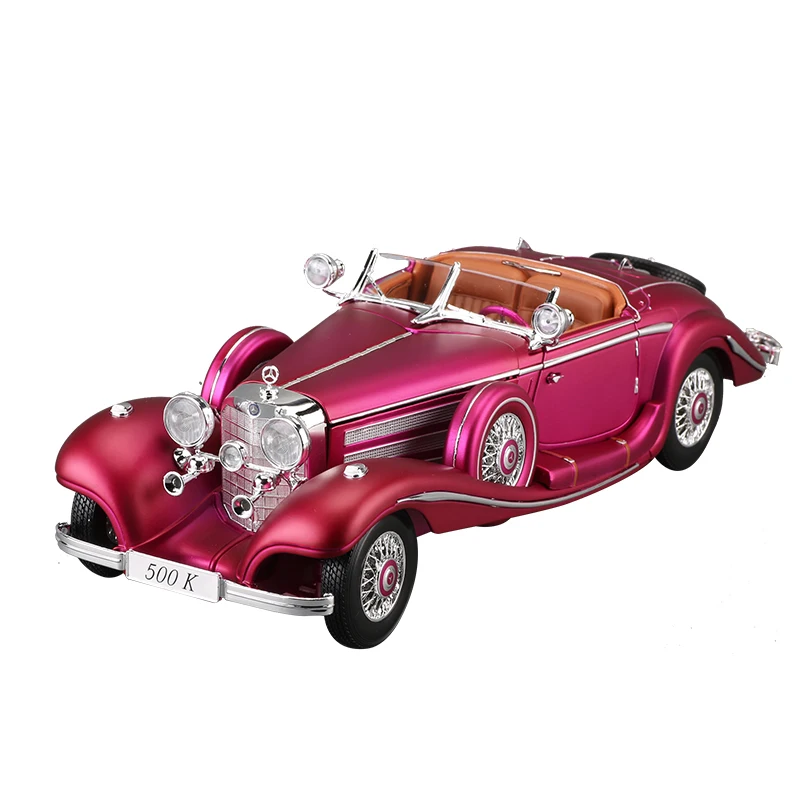 Maisto 1:18 Mercedes-Benz 500K purple Classic Car Simulation Alloy Car Model Collection Decoration Gifts toy