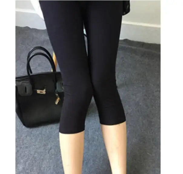 INDJXND, новинка, женские брюки со средней талией, летние штаны до колена, модные кружевные женские хлопковые брюки, цветочные тонкие обтягивающие штаны - Цвет: Pure black 7pants