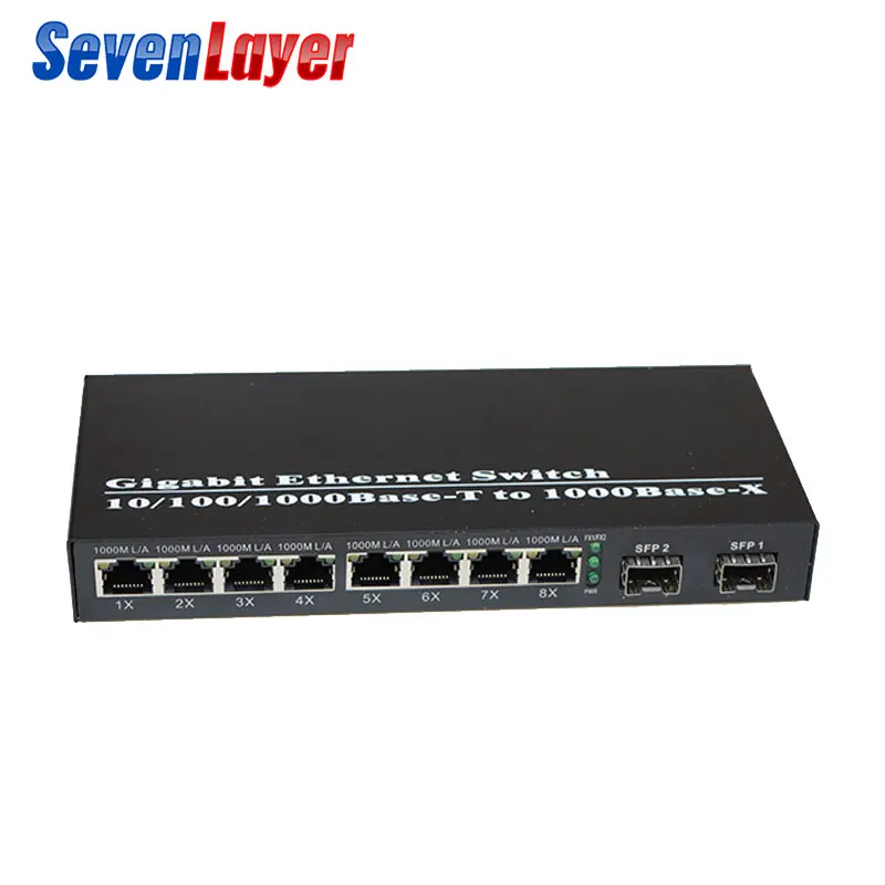10/100/1000M 8 RJ45 UTP и 2 Sfp волоконно-оптический медиаконвертер, гигабитный коммутатор Ethernet,, 2 штуки