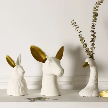 

Irregular Vase Nordic Ceramic Animal Head Vase Modern Art Flower Vase Plant Holder Desk Room Decor Home Decoration Accessories