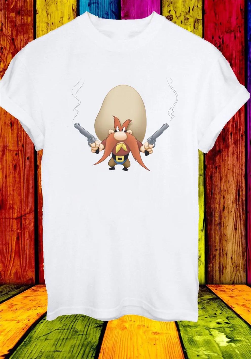 Yosemite Sam с пистолетами мультипликационный персонаж Angry Мужская Женская футболка