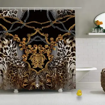 

Baroque Leopard Background Photo Waterproof Shower Curtain for Bathroom,79''L x 72''W