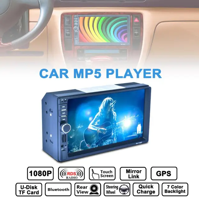 $US $63.60  7 Inch 2 DIN Bluetooth Car Multimedia Auto Stereo MP5 Player GPS Navigation AM FM RDS Radio Support