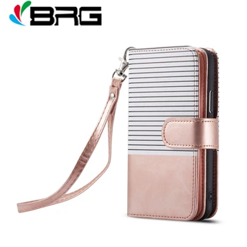 

Luxury Stripes Pu Leather Magnet Wallet Case For Samsung Galaxy S20 S10 S9 S8 Plus Cover Detached Multi Card Slots Hand Strap