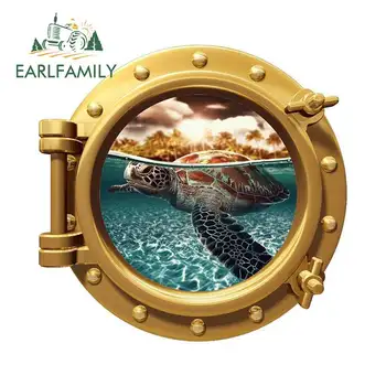 

EARLFAMILY 13cm x 12.5cm for Sea Turtle Porthole Decal Vinyl Car Sticker Fashion Decals Graffiti Stickers Bumper Decoration