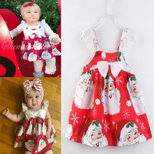 Детское платье для девочек; Рождественская одежда; красное платье принцессы с тонкими лямками и бантом; вечерние Детские костюмы Санта-Клауса; От 2 до 7 лет