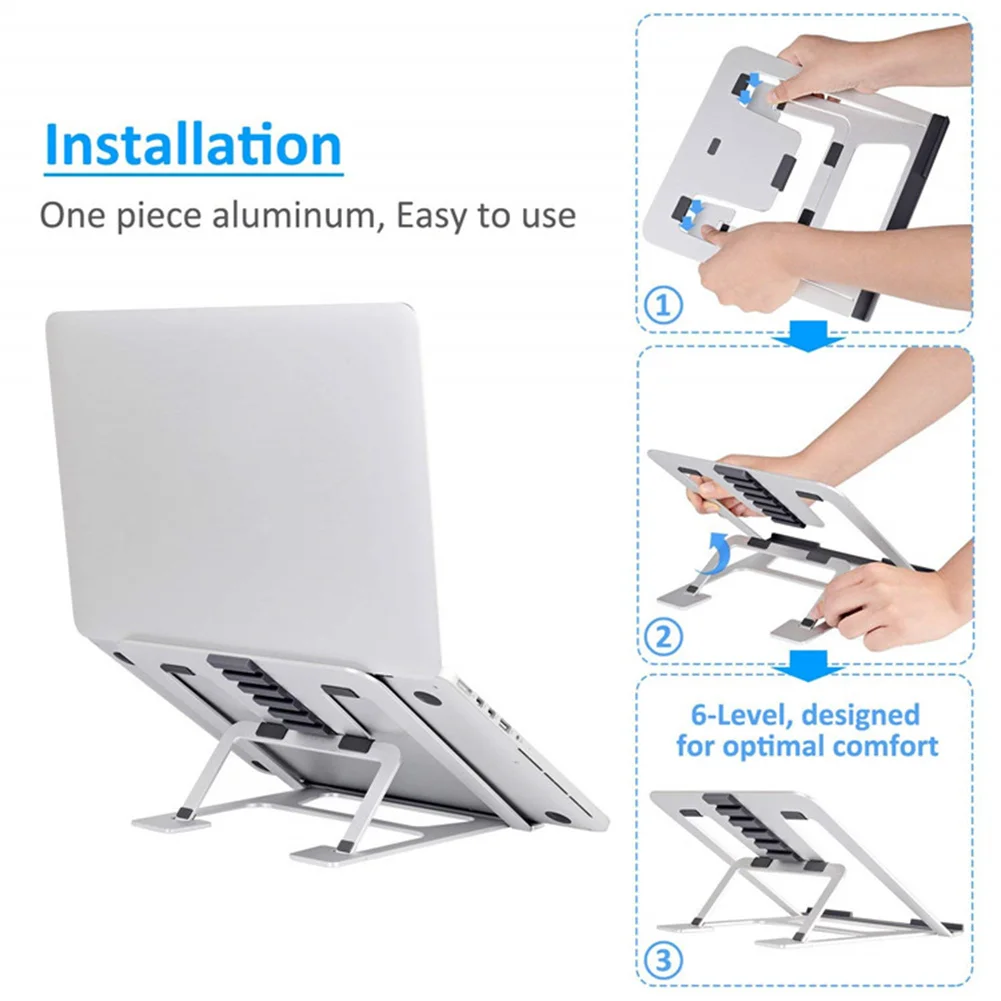 

Aluminum Alloy Laptop Stand Folding Cooling Rack Universal Adjustable Angle Portable Office Lightweight Multifunctional Holder ~