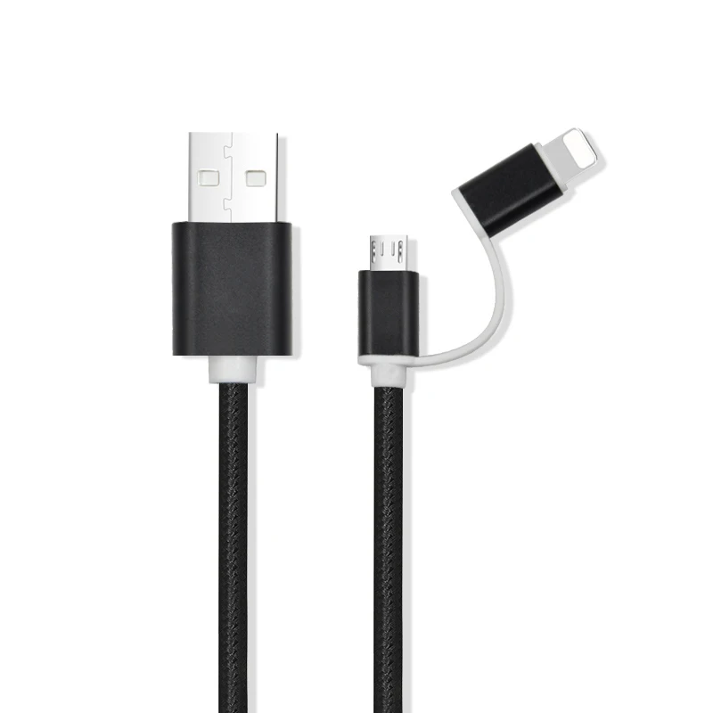 Black Micro IOS Swalle 2 в 1 вязанный usb кабель micro usb c кабель быстрое зарядное устройство 2A usb кабель для передачи данных для iPhone andriod кабель для мобильного телефона - Цвет: Black Micro IOS