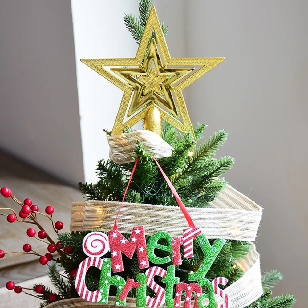 Рождественская елка с блестящими звездами, Рождественский Декор, орнамент, верхушка для дерева, рождественские принадлежности, декор для рождественской елки