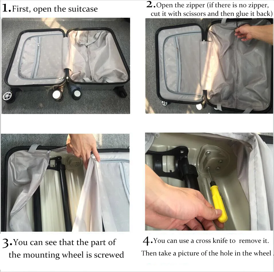 The universal wear-resistant and shock-absorbing wheels accessories of the suitcase replaced the new silent universal wheels