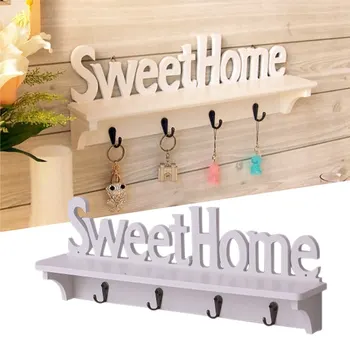 

New elegant wooden garden wall hollow pierced shelf wall rack English "Sweet Home" bookshelf home decor Shooting props