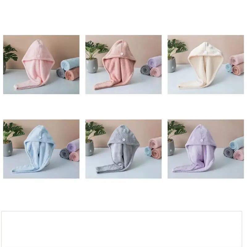 Simple Hair Drying Cap Coral Velvet Hair Drying Towel Thicken Hair Drying Towel Water Absorption Hair Drying Cap