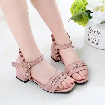 

Summer Girls Sandals Big Kids Princess Shoes For Children Glitter Sandals 4 5 6 7 8 9 10 11 12 13 14 Year Kid Shoes High Heel