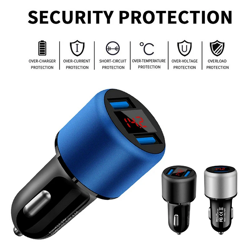 

Dual Ports 3.1A USB Car Cigarette Charger Lighter Digital Voltmeter 12V/24V Brand New And High Quality
