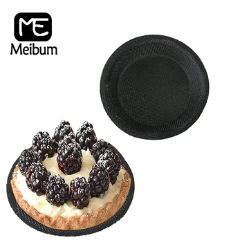 

Meibum Mini Pizza Cake Tart Silicone Mold Non Stick Round Bread Baking Tool Black Perforated Pan Glass Fiber Muffin Tray