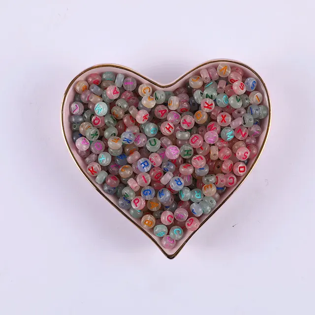 100/200/500pcs Heart Beads For Jewelry Making Acrylic Mixed Beads With Letters For Bracelet Handmade Diy Bracelet Necklace 2021 4x7mm 07