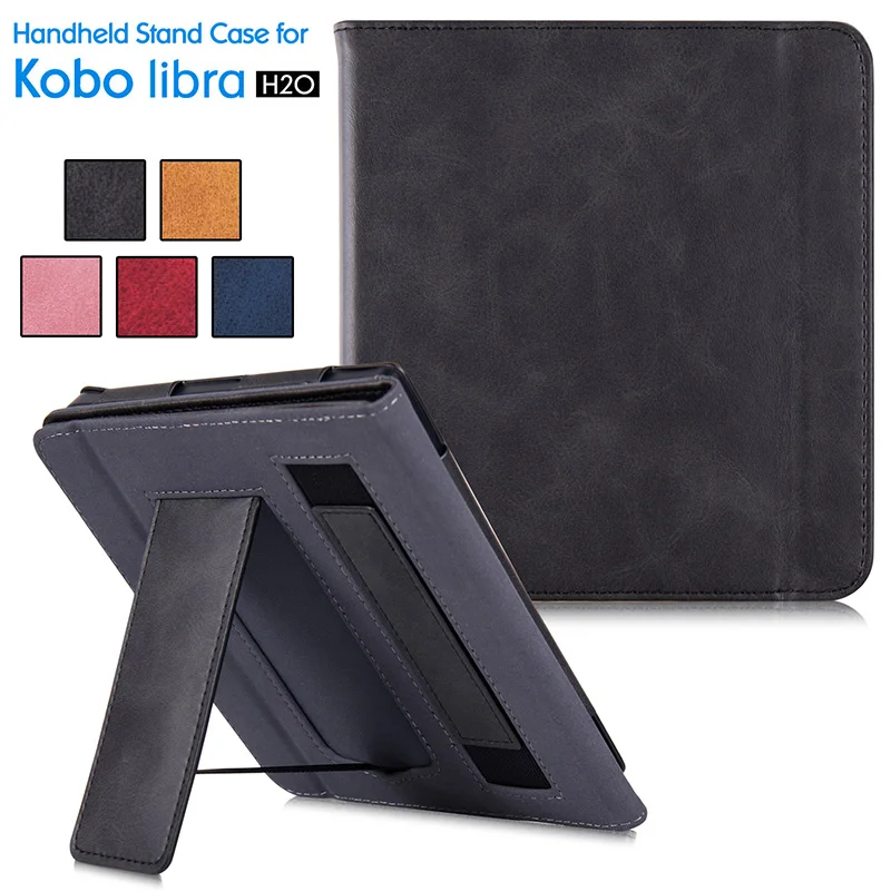 Портативный чехол для всех новых электронных книг Rakuten " Kobo Libra H2O, чехол-подставка из искусственной кожи премиум класса с функцией автоматического сна/пробуждения - Цвет: Black