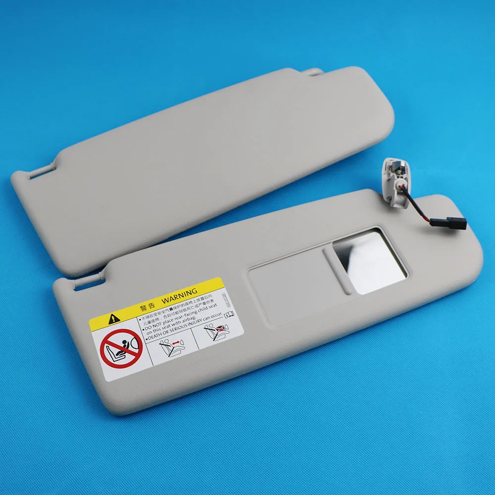 Pair Gray Front Sun Visor Panel With Makeup Mirror For VW Jetta MK6