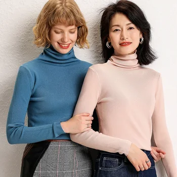 

Autumn Turtleneck Sweater Women Knitted Pull Femme Large size Slim Stretch Sweater Pullovers Femme Tricot Winter Clothing