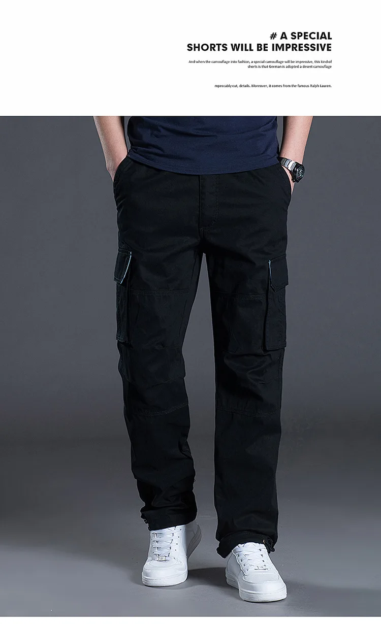 Новые мужские брюки Карго повседневные хлопковые брюки с большим количеством карманов Военный стиль Тактические Брюки мужские камуфляжные 90% хлопковые брюки