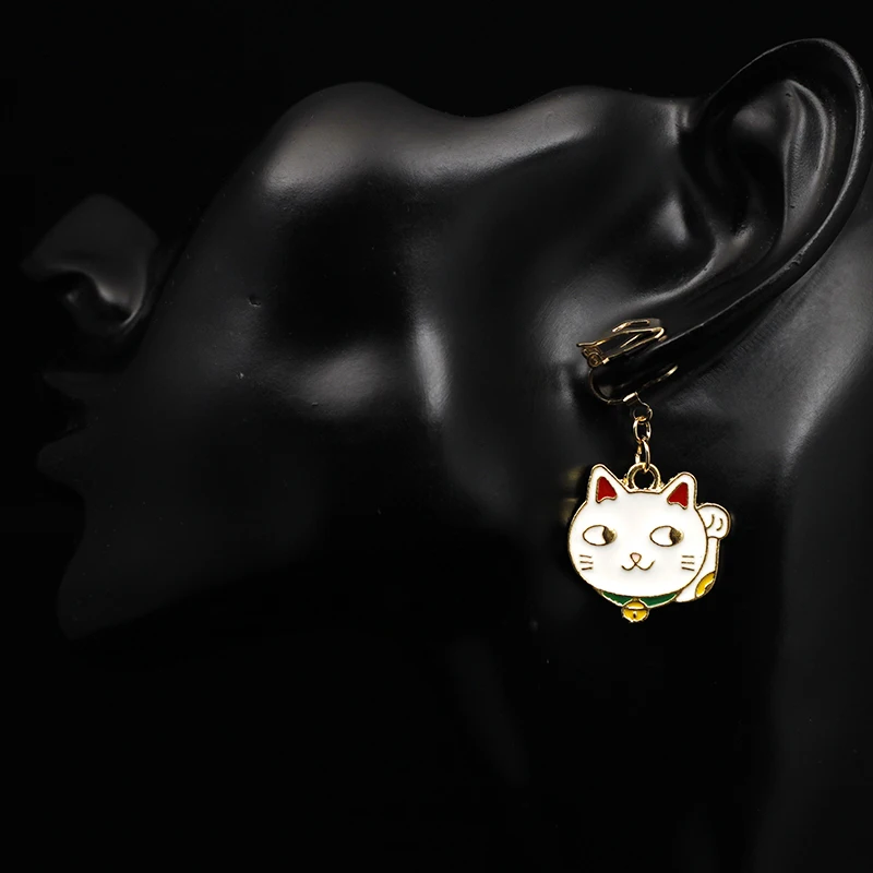 Серьги клипсы Fortune Cat для ушей без отверстий серьги кошки пирсинга брифы