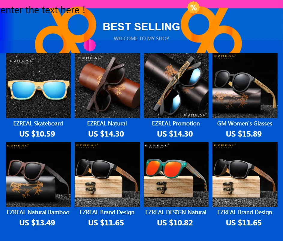 EZREAL Polarized PC Frame With Wooden Legs Sunglasses for Men or Women Color Wooden Temples designer sunglasses for women