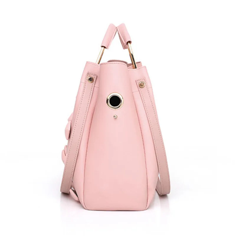 

2019 Autumn New Style WOMEN'S Bag Europe And America-Style Buttons Three-piece Set Bucket Large Bag Hand Oblique Bag