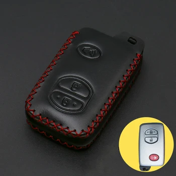 

Leather Key Cover Case for Toyota Prius Prado Land Cruiser Avalon Remote Control 3 Button Key Case Cheap In Key Case for Car Fob