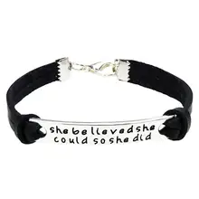 12 шт., она верила, что может, так что она делает браслеты сообщение напоминание браслеты кожаные вдохновляющие браслеты женские подарки лучшим друзьям