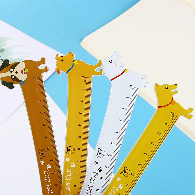 

1 Pcs Random color Kawaii Cute Lovely Puppy Dog Plastic Straight Ruler Study Student Stationery School Supplies Promotion Gift