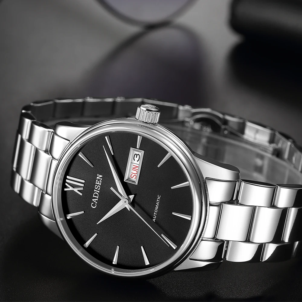 CADISEN Men Automatic Machinery Watches Luxury Fashion Full-Steel Japan NH36 Movement 50M Waterproof Business Watch Montre Homme